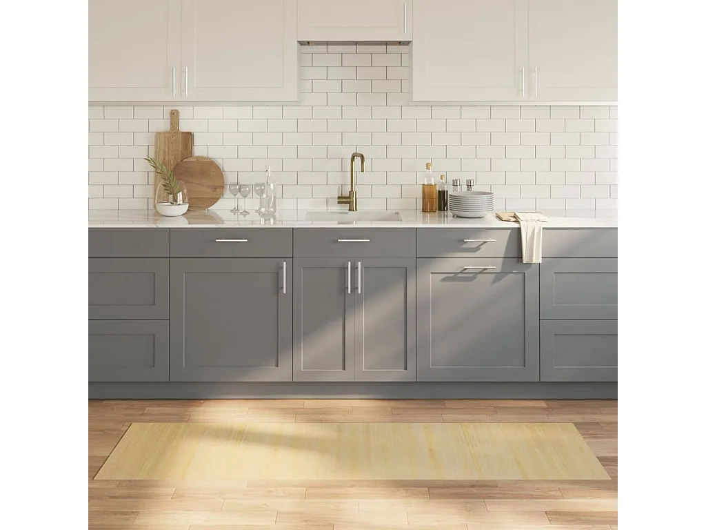 Tapis rectangulaire naturel clair 60x200 cm bambou