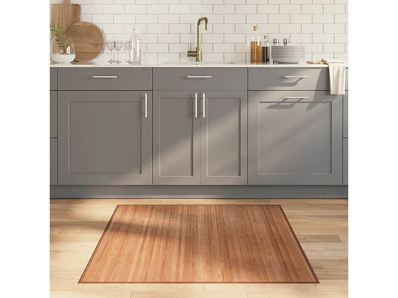 Tapete retangular 100x100 cm bambu cor natural