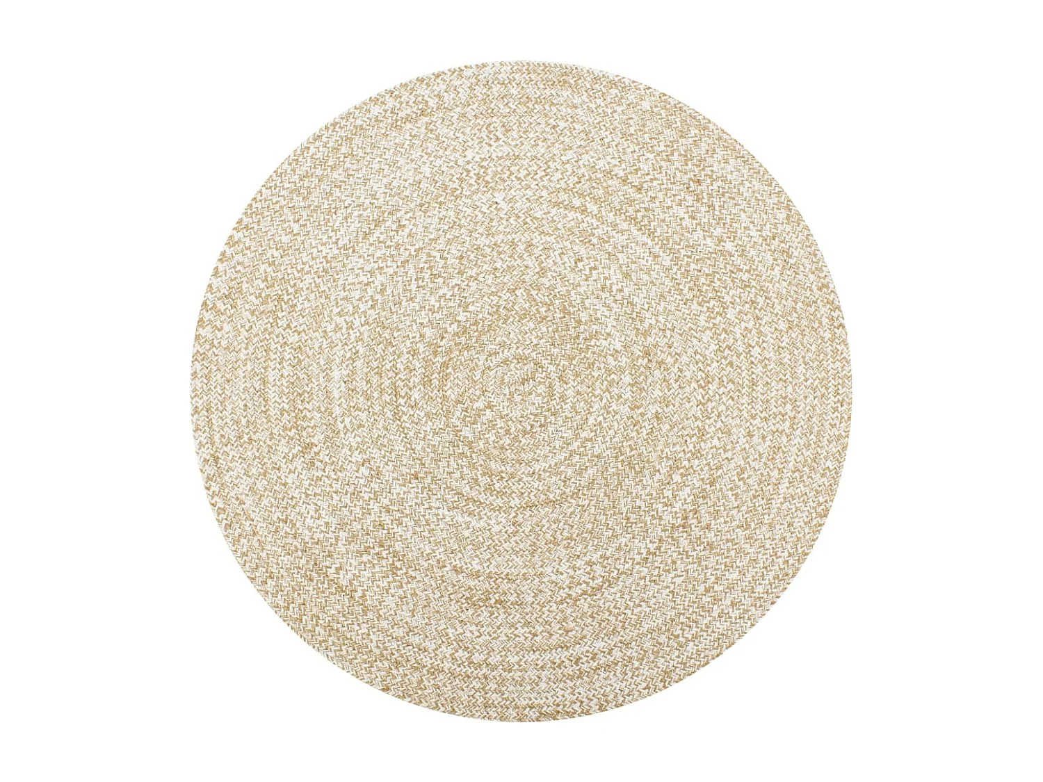 Alfombra hecha a mano de yute blanca y natural 90 cm