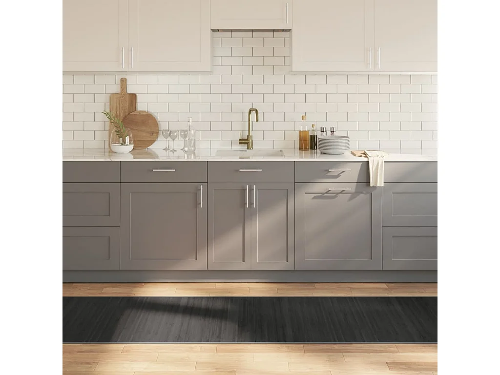 Tapete retangular 70x1000 cm bambu cinzento