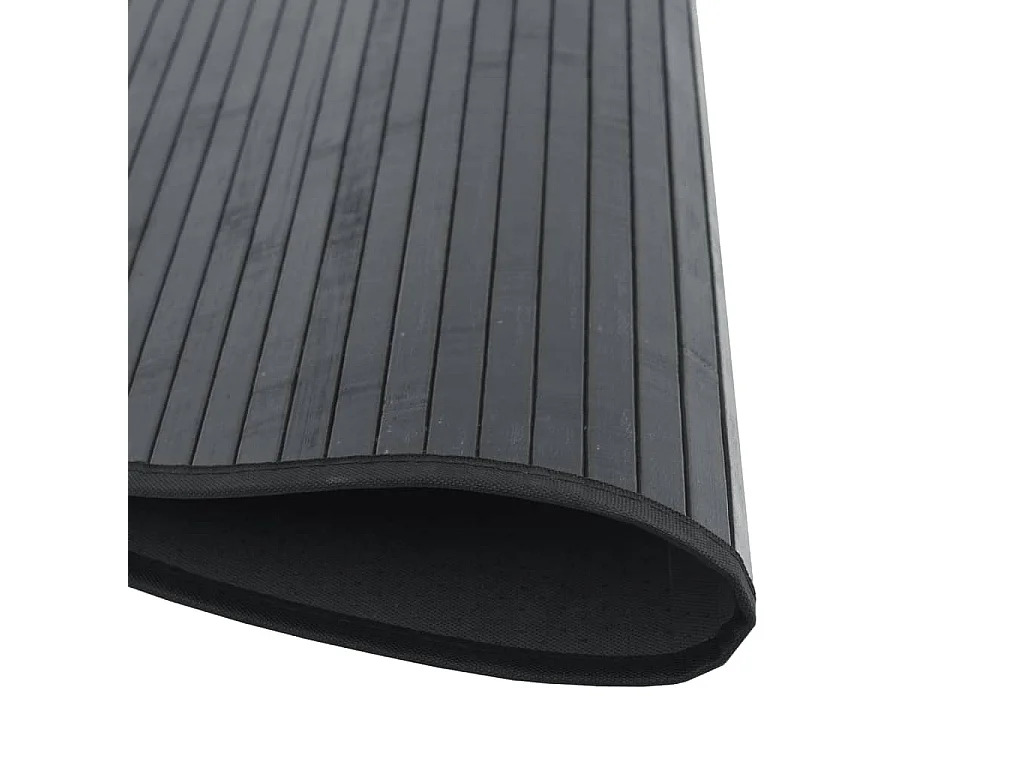 Tapis rond noir 100 cm bambou