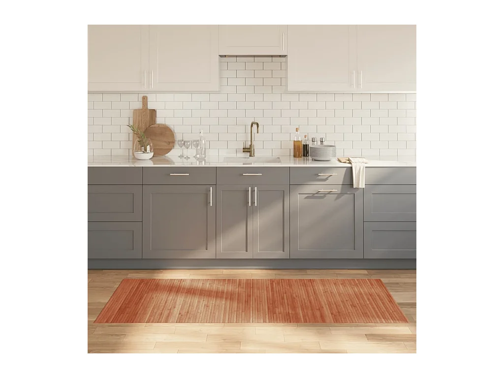 Tapis rectangulaire marron 80x200 cm bambou