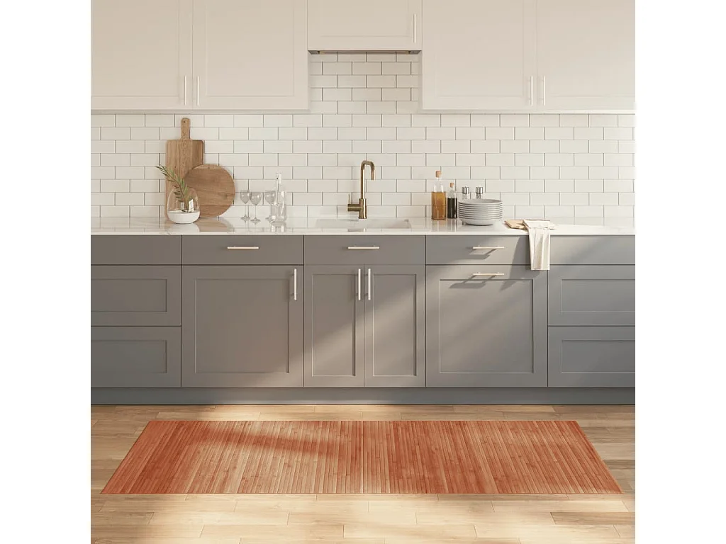Tapete retangular 80x200 cm bambu castanho