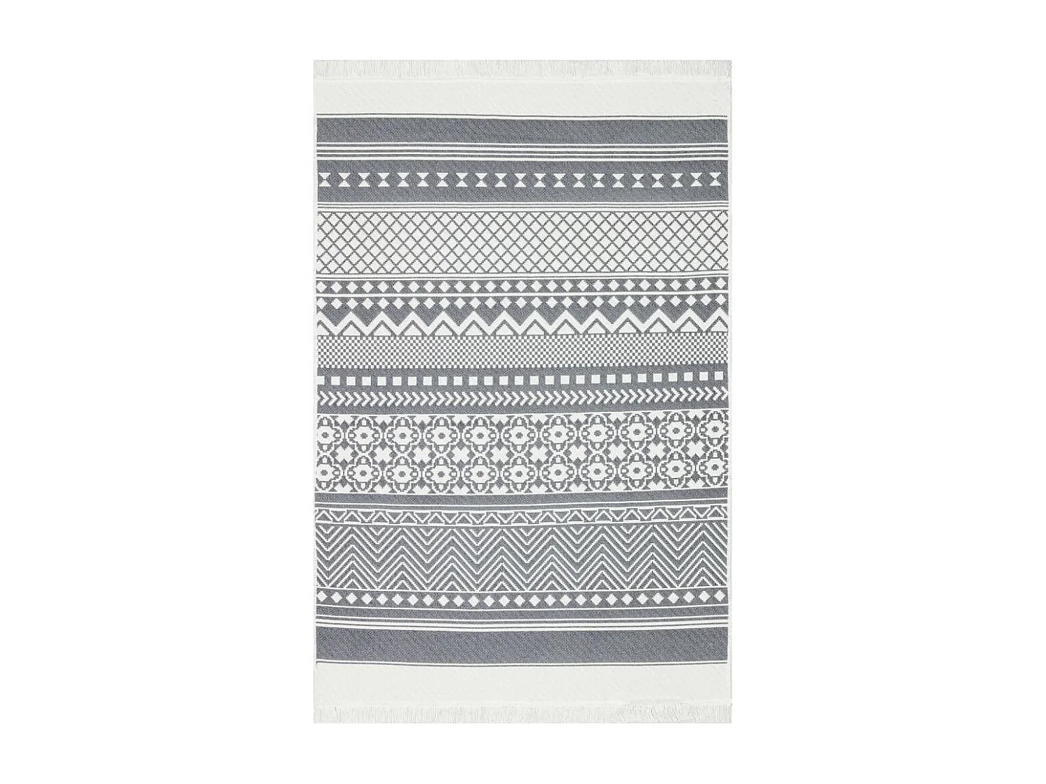 Tapete 160x230 cm algodão cinzento e branco