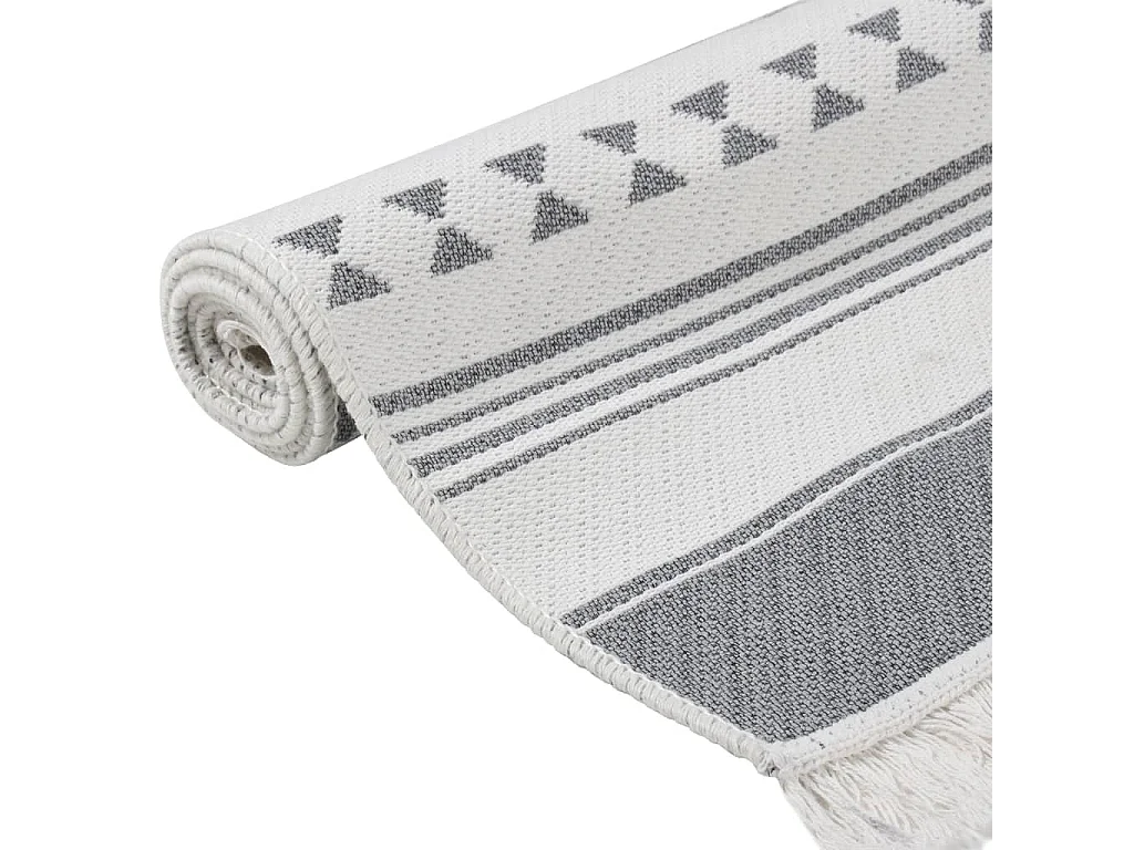 Tapete 160x230 cm algodão cinzento e branco