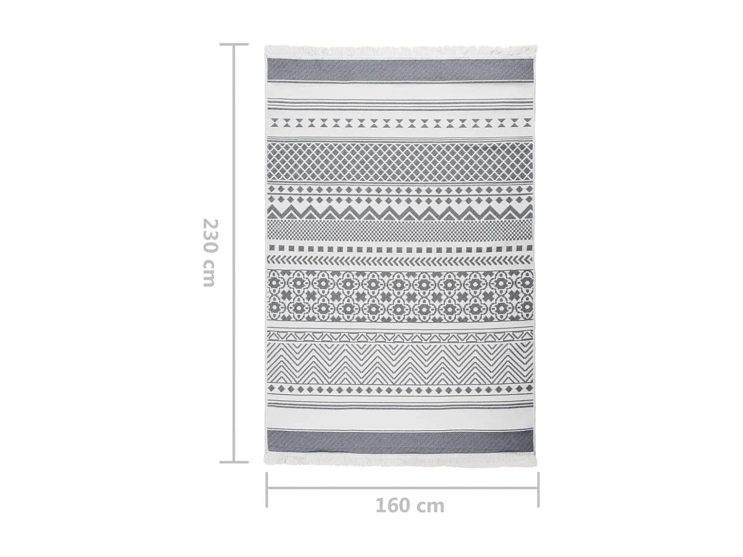 Tapete 160x230 cm algodão cinzento e branco