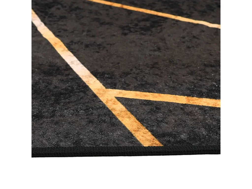 Alfombra lavable antideslizante negro y dorado 120x180 cm
