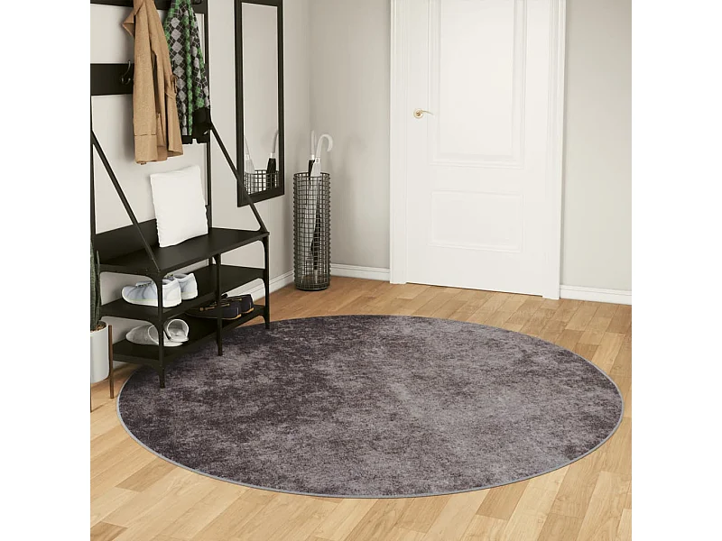 Tapis lavable gris ø 200 cm antidérapant