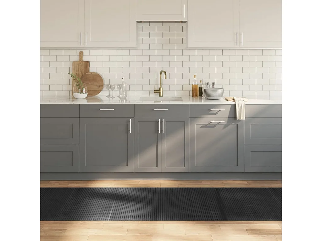 Tapete retangular 80x500 cm bambu cinzento