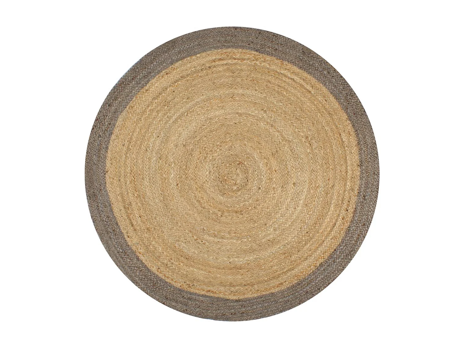 Tapis fait à la main jute avec bord gris 120 cm