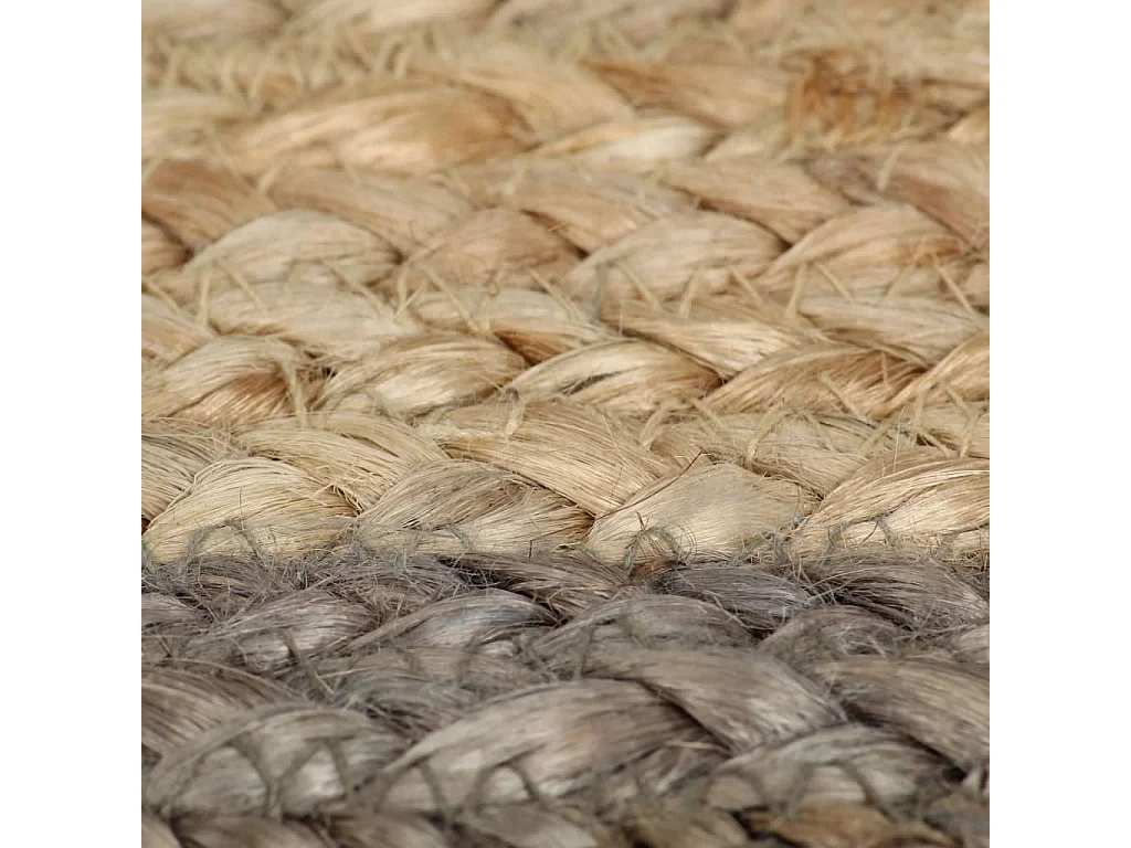 Tapis fait à la main jute avec bord gris 120 cm