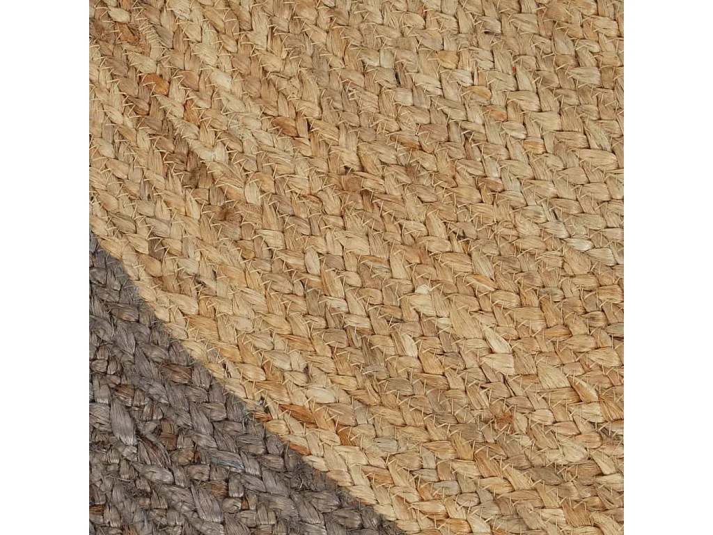 Tapete artesanal em juta com rebordo cinzento 120 cm