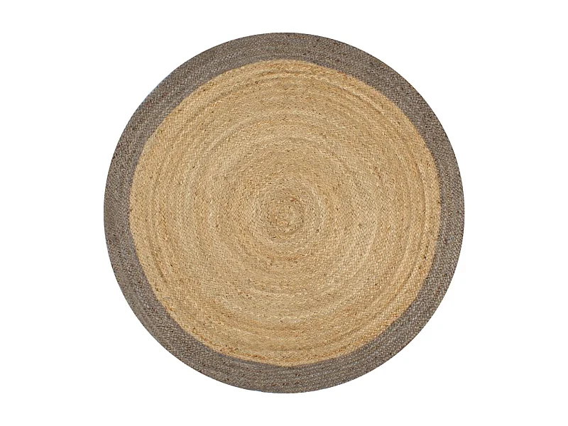 Tapete artesanal em juta com rebordo cinzento 120 cm