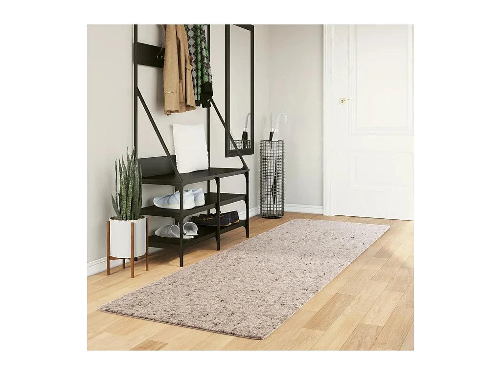 Alfombra peluda de pelo largo moderna PAMPLONA beige 80x250 cm