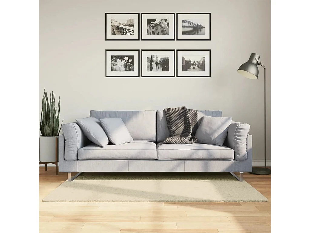 Tapis à poils courts doux et lavable crème 80x150 cm