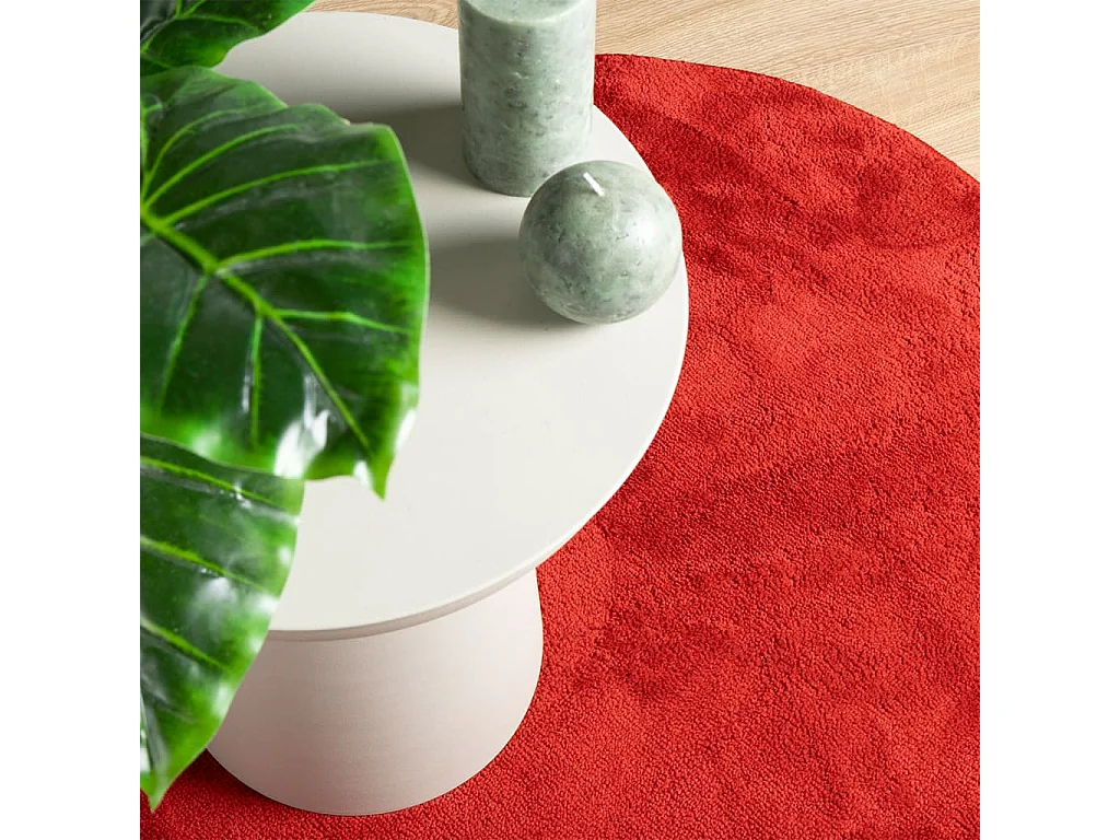 Tapete de pelo curto OVIEDO Ø 120 cm vermelho