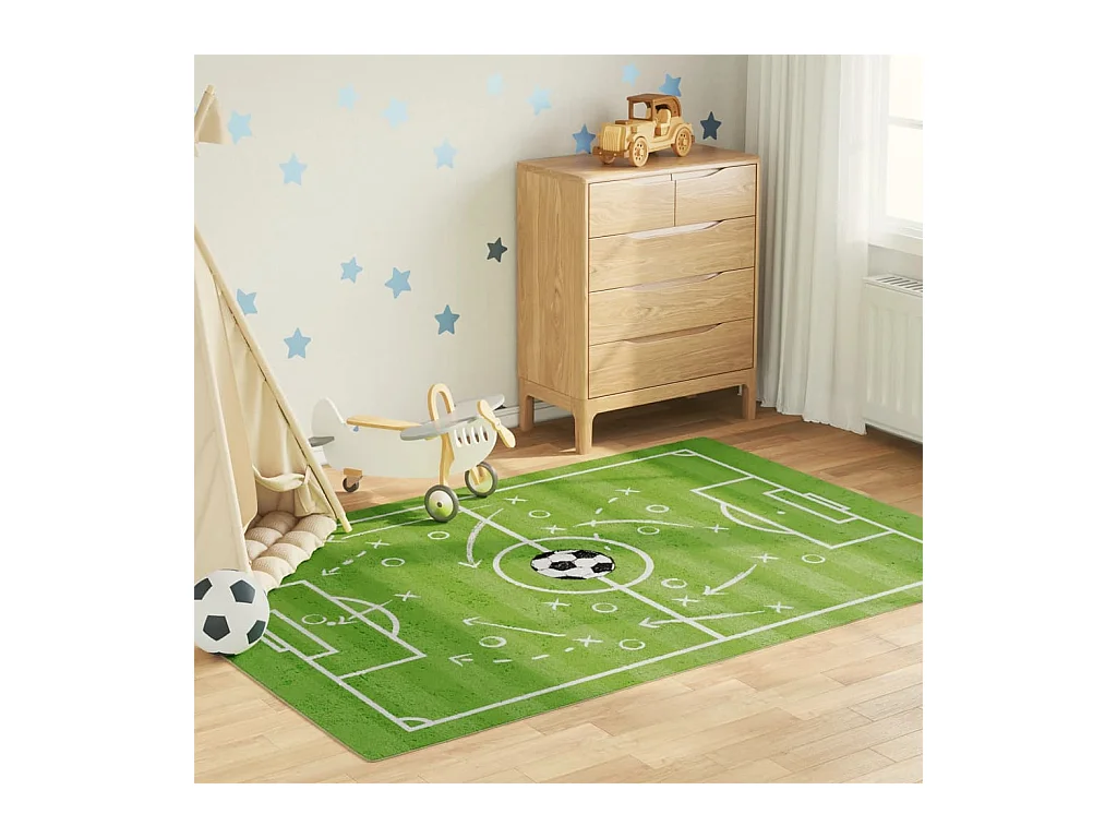 Tapis enfant 160x230cm terrain de football antidérapant lavable