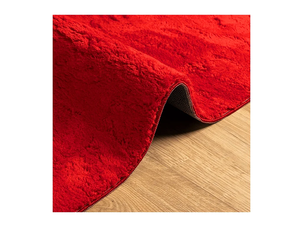 Tapis à poils courts doux et lavable rouge 140x200 cm