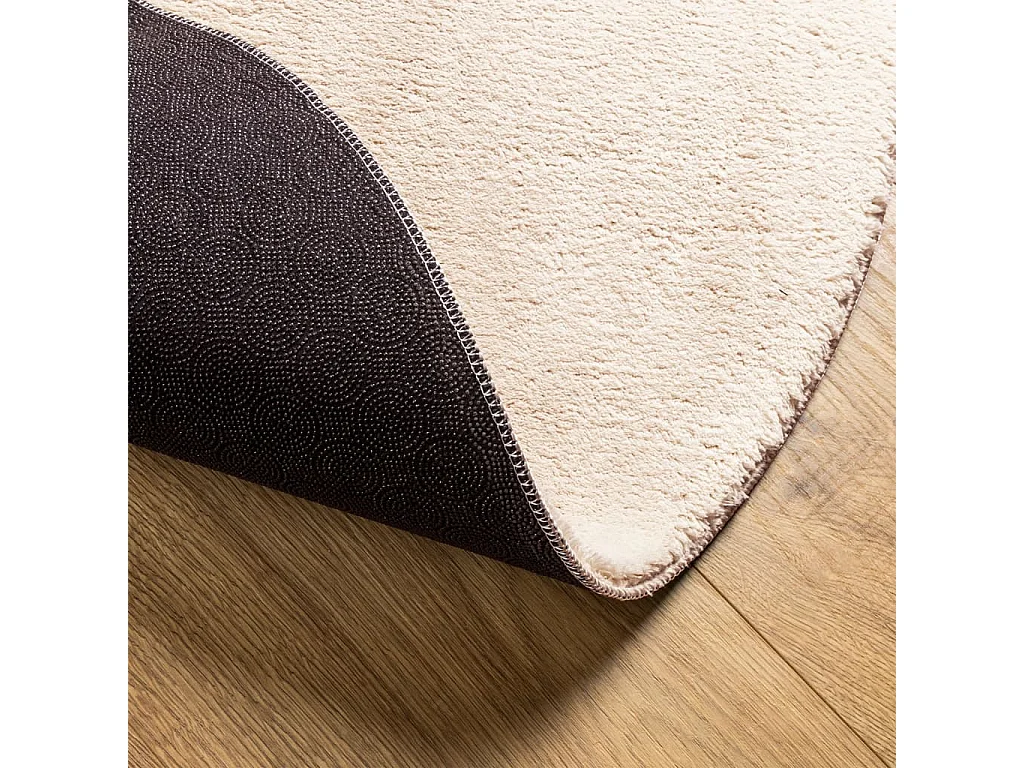 Alfombra de pelo corto suave lavable HUARTE beige Ø 160 cm