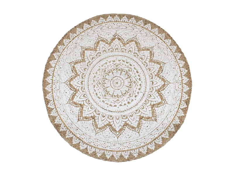 Tapis de sol jute tressée imprimée 210 cm rond
