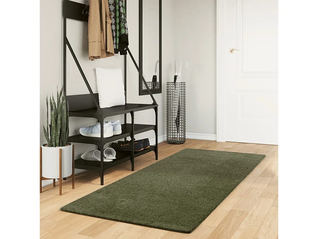 Tapis à poils courts doux et lavable vert forêt 80x200cm