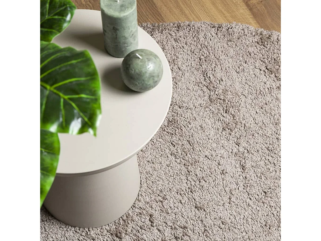 Tapis shaggy à poils longs moderne beige ø 100 cm