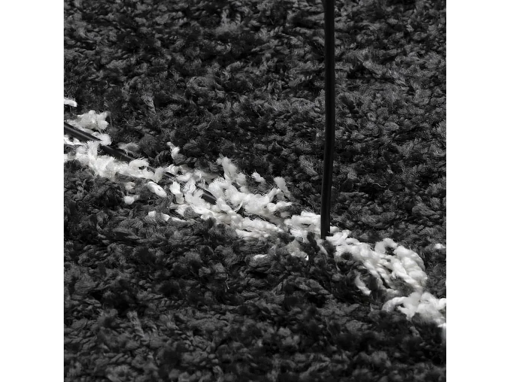 Tapis shaggy à poils longs moderne noir et crème 300x400 cm