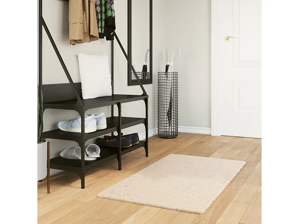 Tapis à poils courts doux et lavable beige 60x110 cm