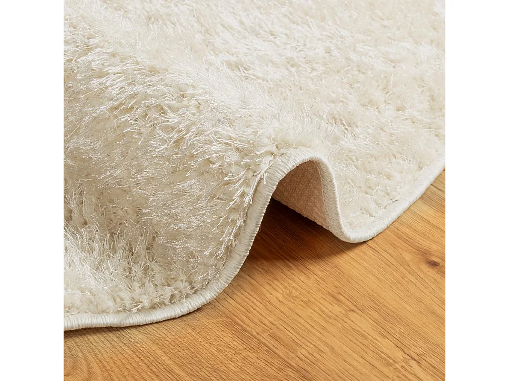 Tapete de pelo alto com aspeto brilhante Ø 80 cm cor creme