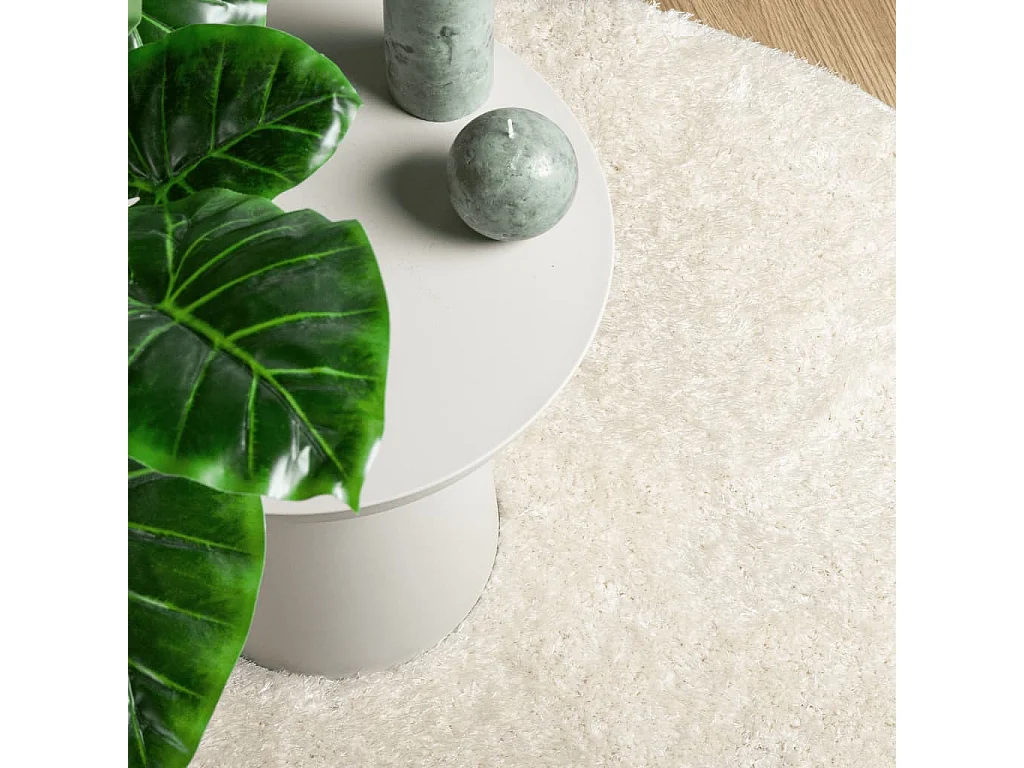 Tapis à poils longs aspect brillant crème ø 80 cm