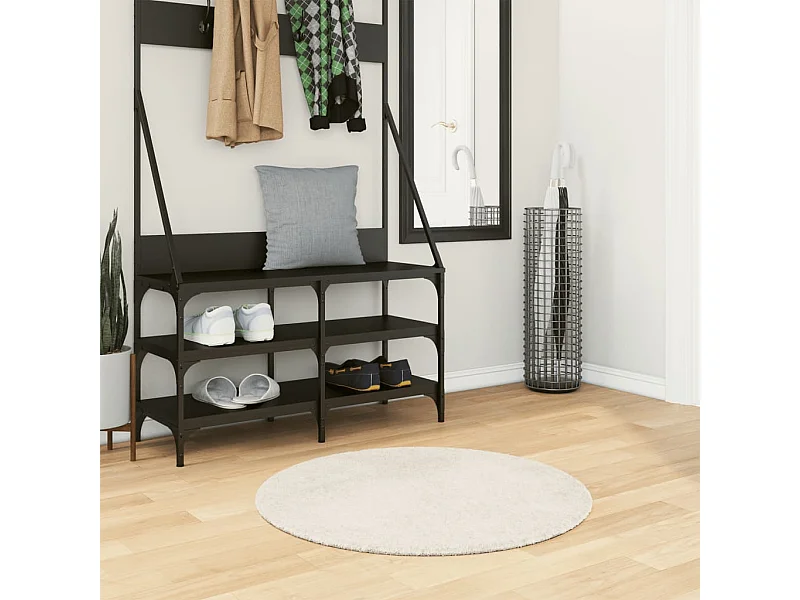 Tapis à poils longs aspect brillant crème ø 80 cm