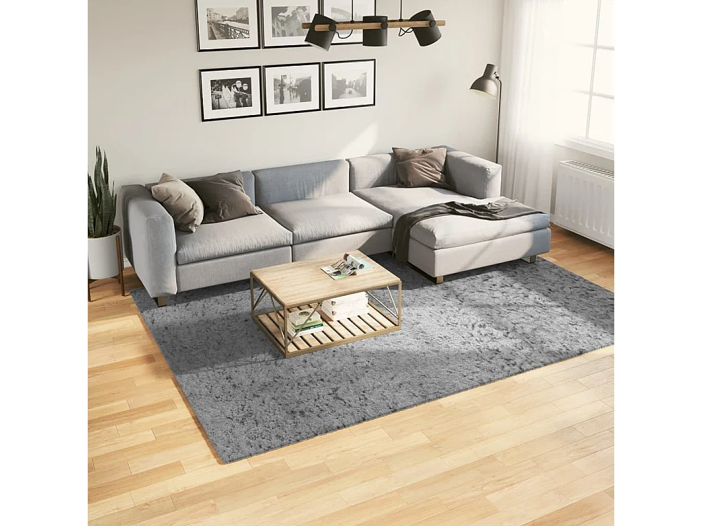 Alfombra peluda de pelo largo moderna PAMPLONA gris 200x280 cm