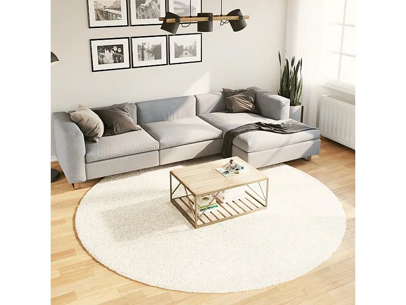 Alfombra de pelo largo moderna crema Ø 240 cm