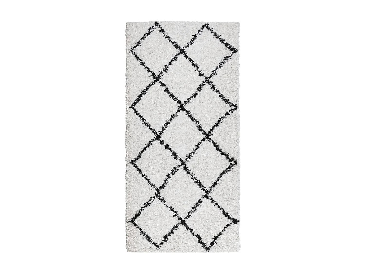 Tapis shaggy à poils longs moderne crème et noir 100x200 cm