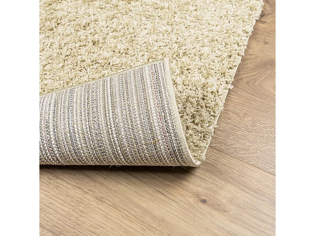 Tapis shaggy à poils longs moderne doré 140x200 cm