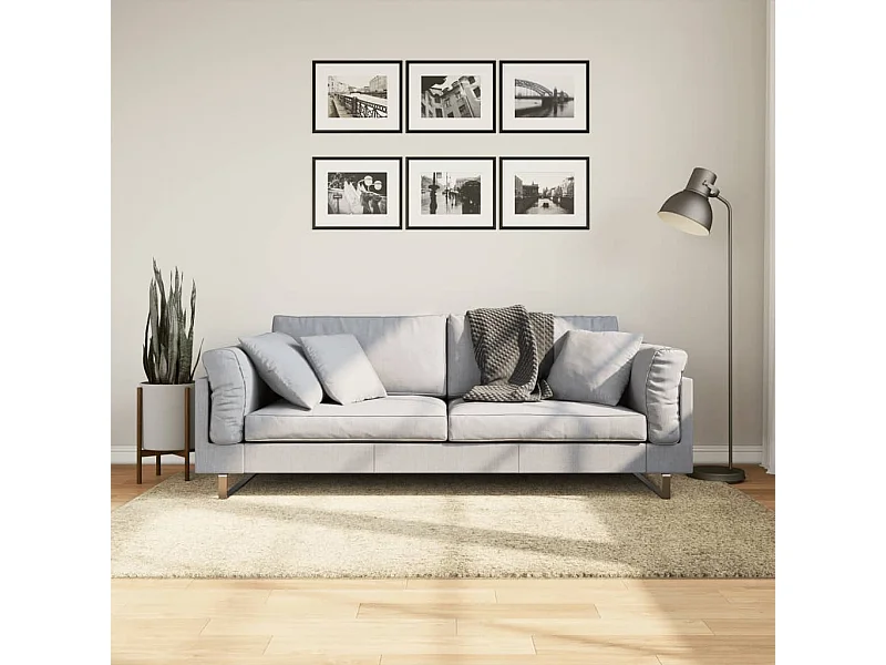 Tapis shaggy à poils longs moderne doré 140x200 cm