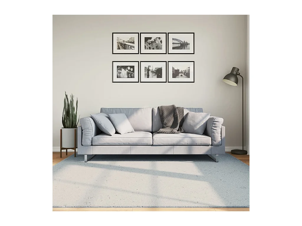 Tapis à poils courts doux et lavable bleu 200x200 cm