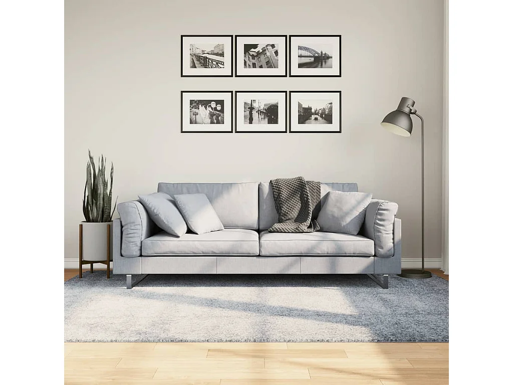 Tapis shaggy à poils longs moderne bleu 160x230 cm