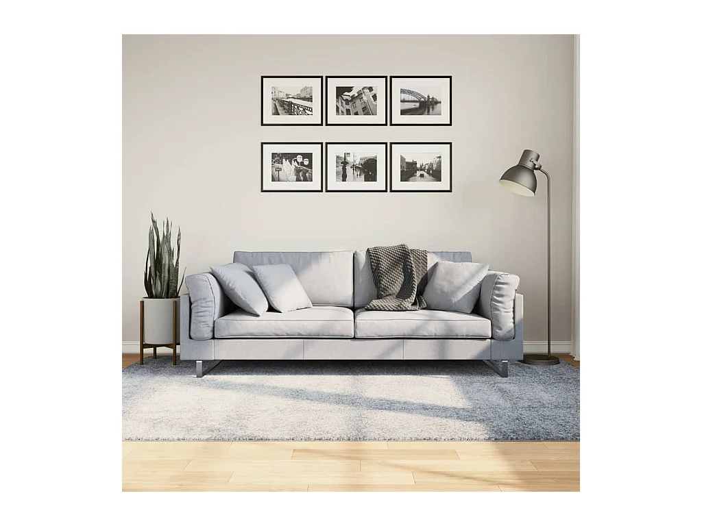 Tapis shaggy à poils longs moderne bleu 160x230 cm