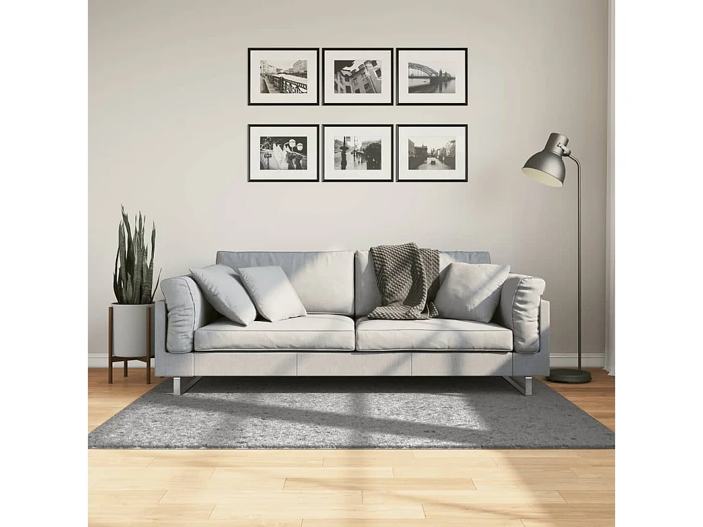 Tapis shaggy à poils longs moderne gris 120x170 cm