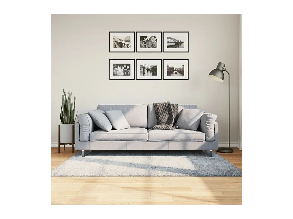 Tapis shaggy à poils longs moderne bleu 120x170 cm