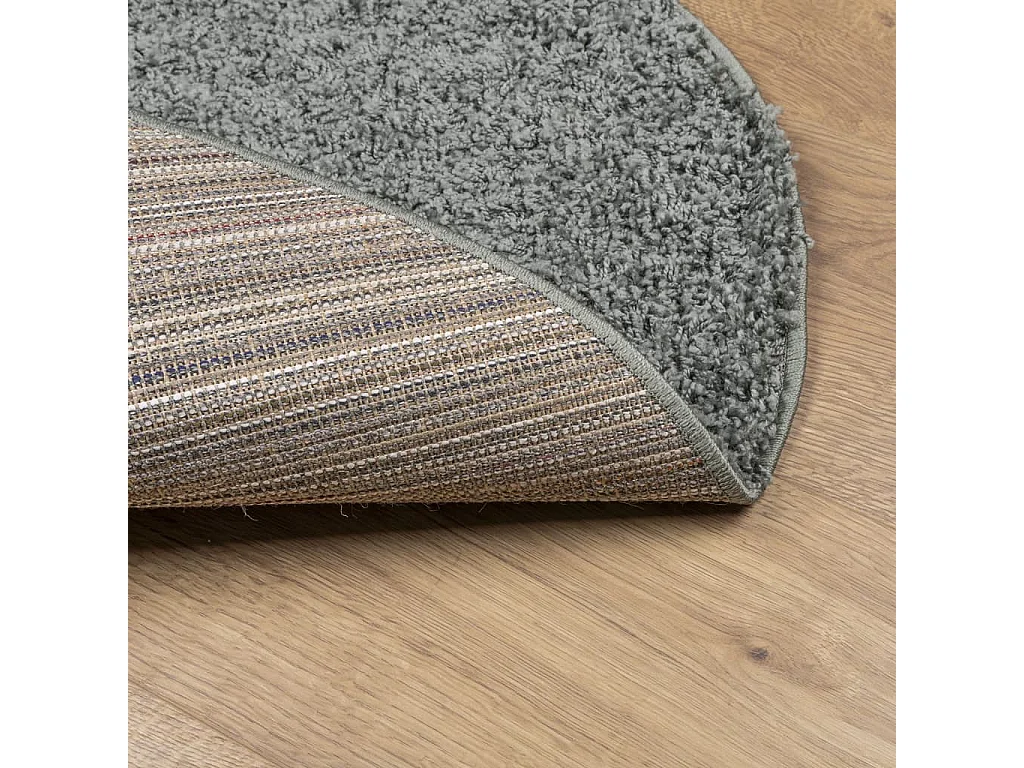 Tapis shaggy à poils longs moderne vert ø 80 cm