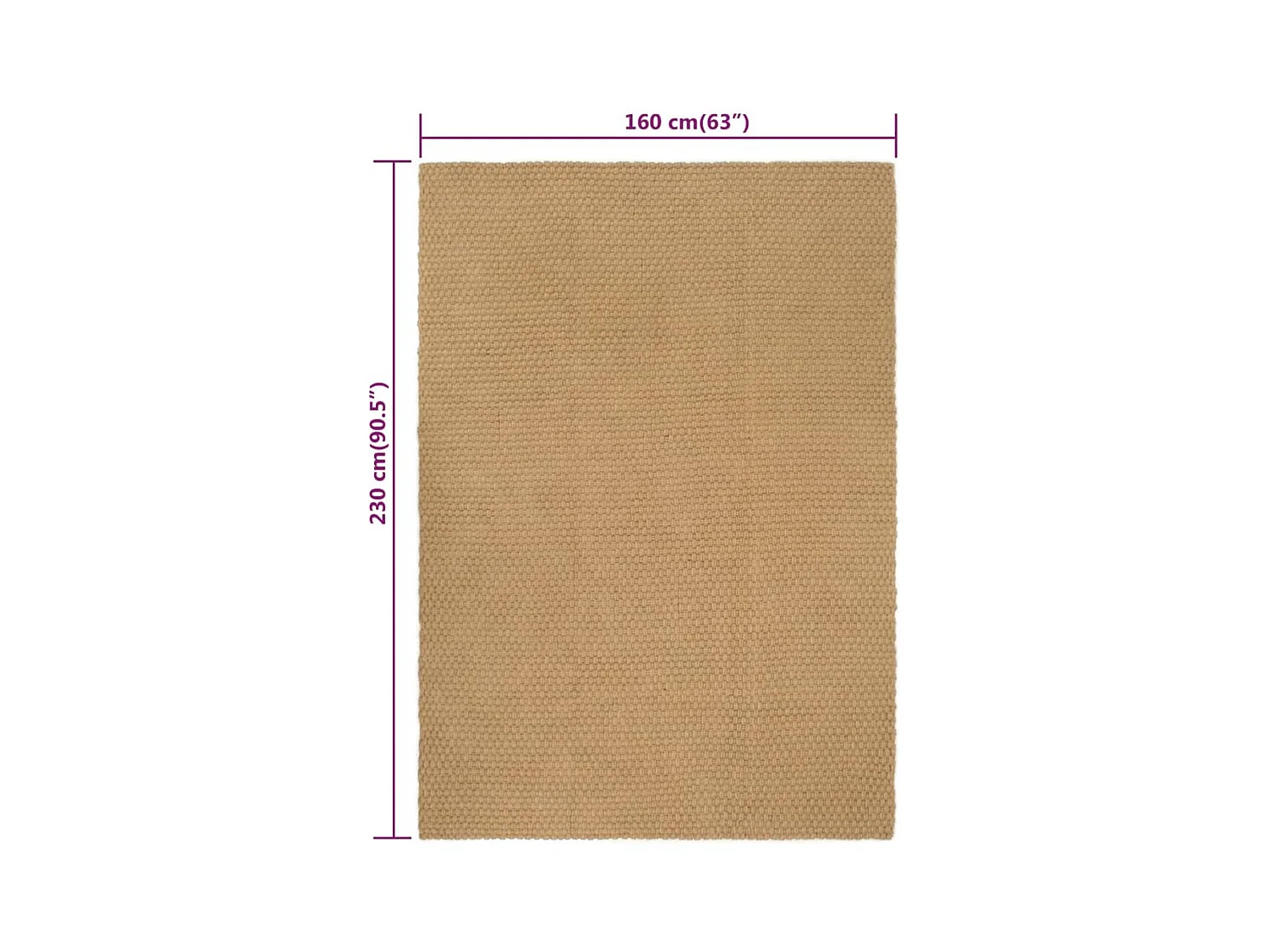 Tapis rectangulaire naturel 160x230 cm jute