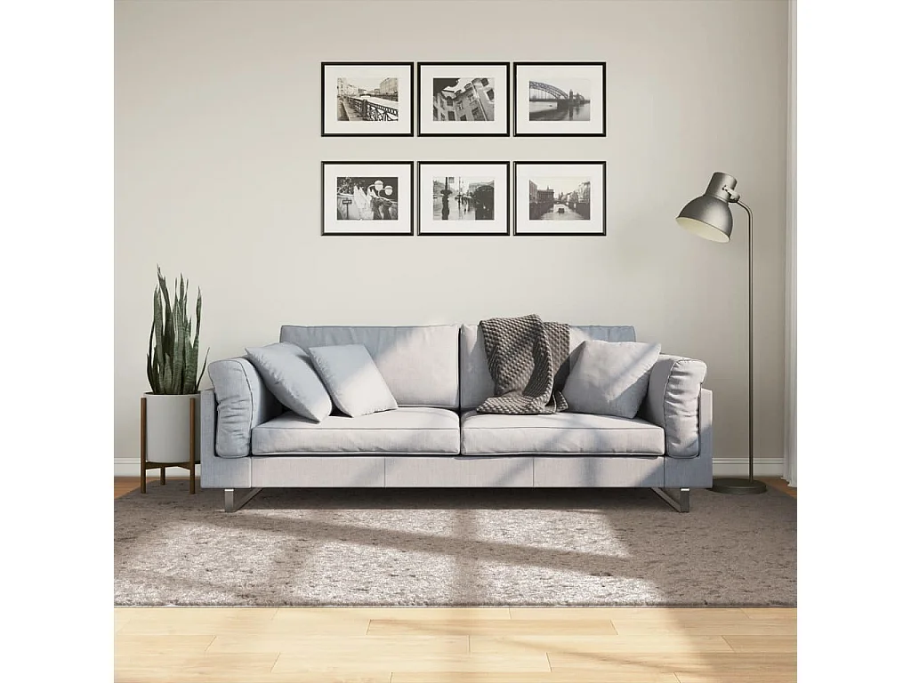 Tapis shaggy à poils longs moderne beige 160x230 cm