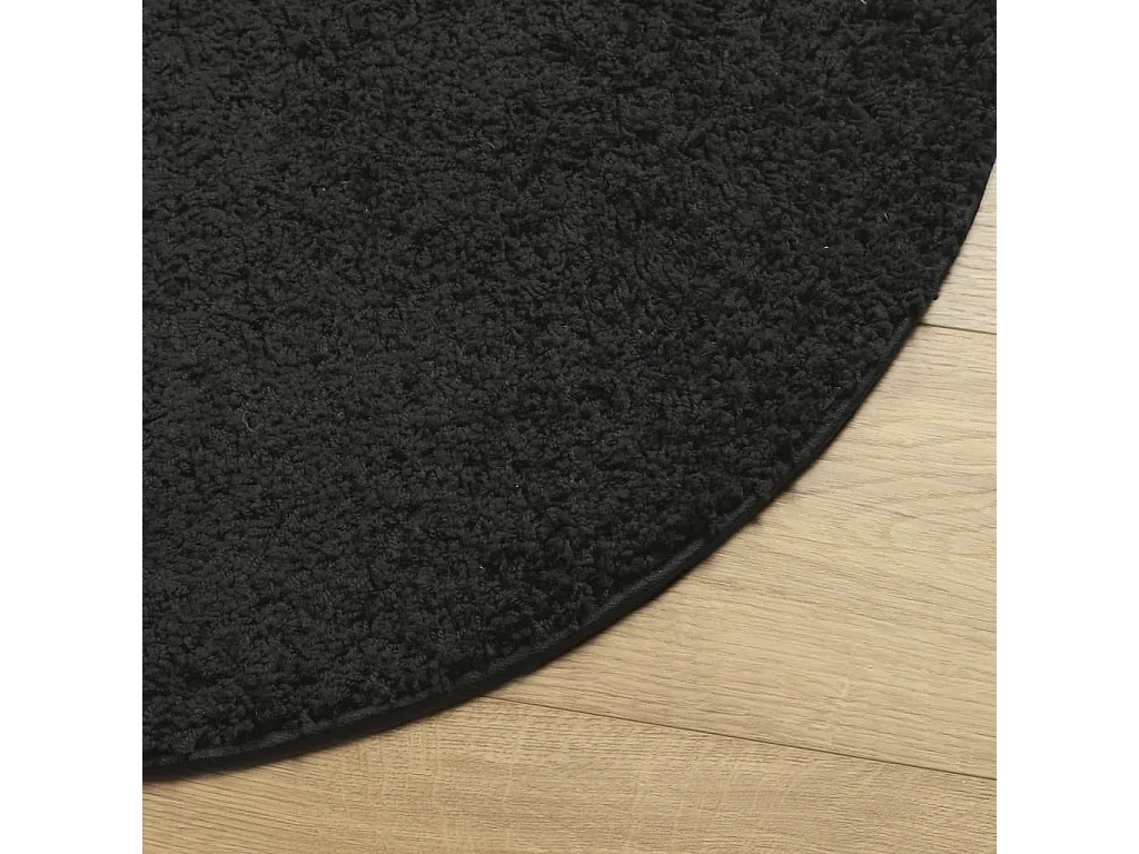 Tapis shaggy à poils longs moderne noir ø 120 cm