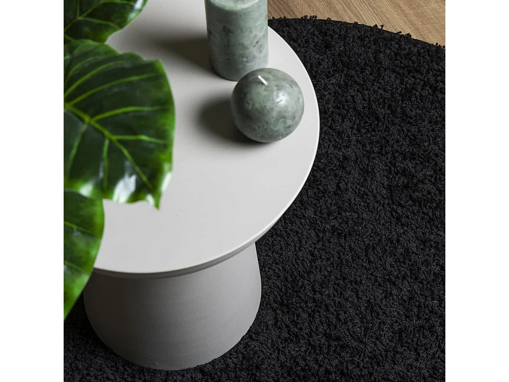 Tapis shaggy à poils longs moderne noir ø 120 cm