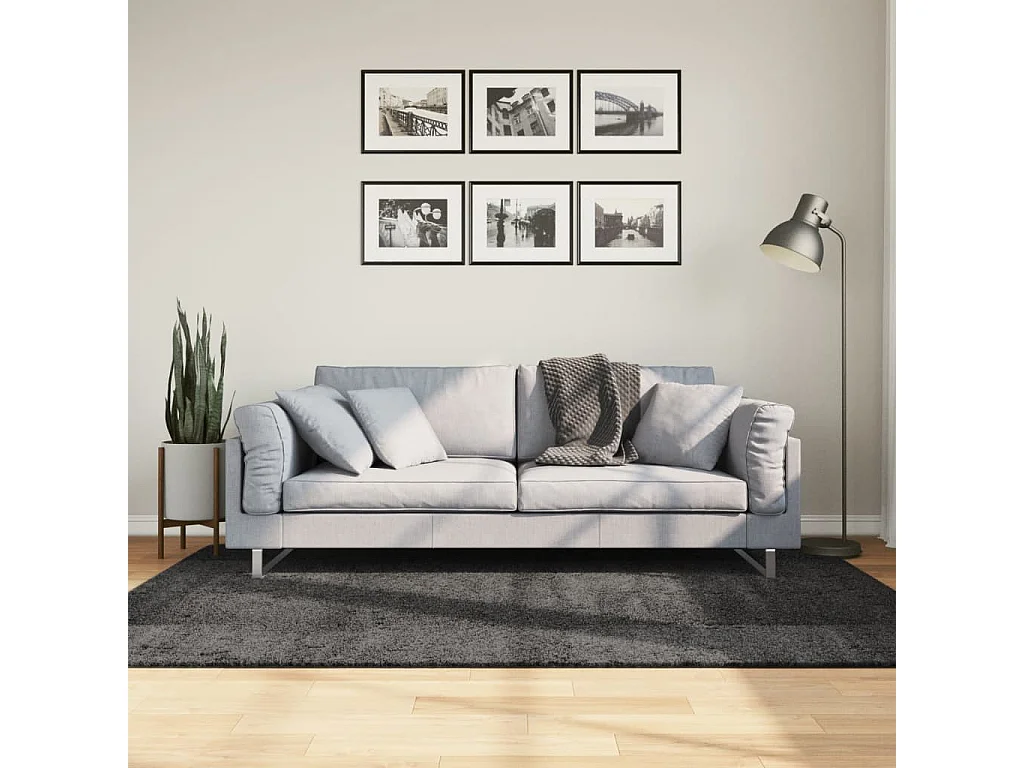 Alfombra de pelo largo moderna gris antracita 140x200 cm