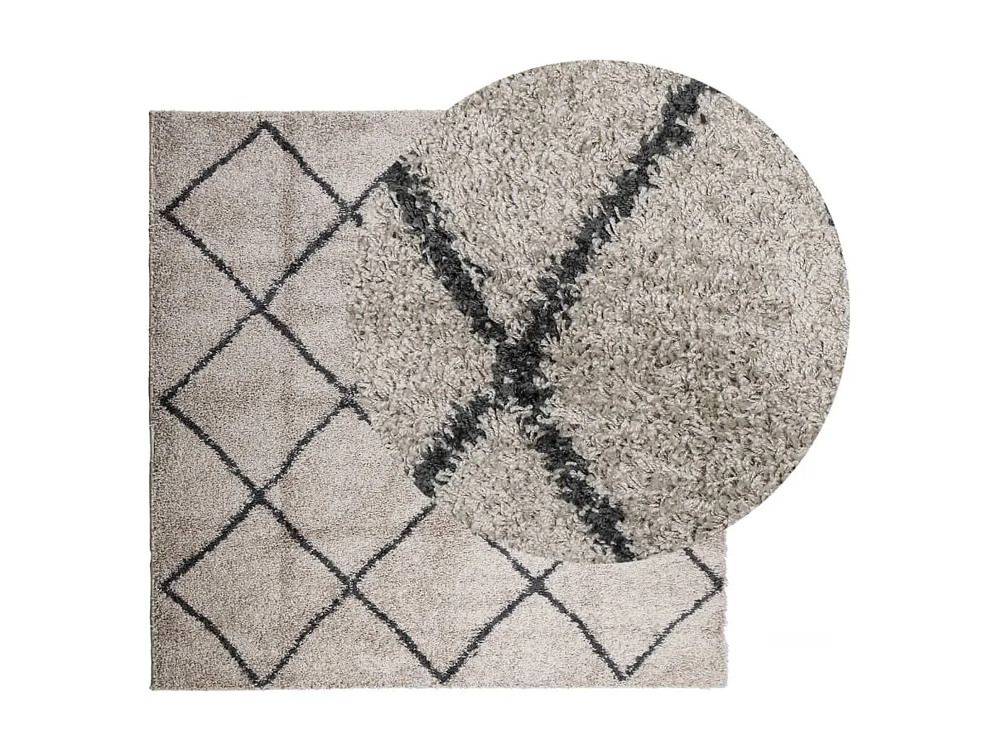 Alfombra de pelo largo moderna beige y antracita 160x160 cm