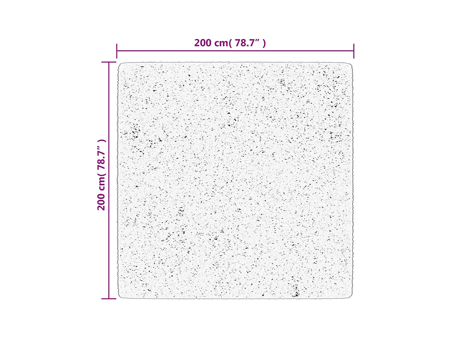 Tapete shaggy de pelo alto 200x200 cm preto e creme