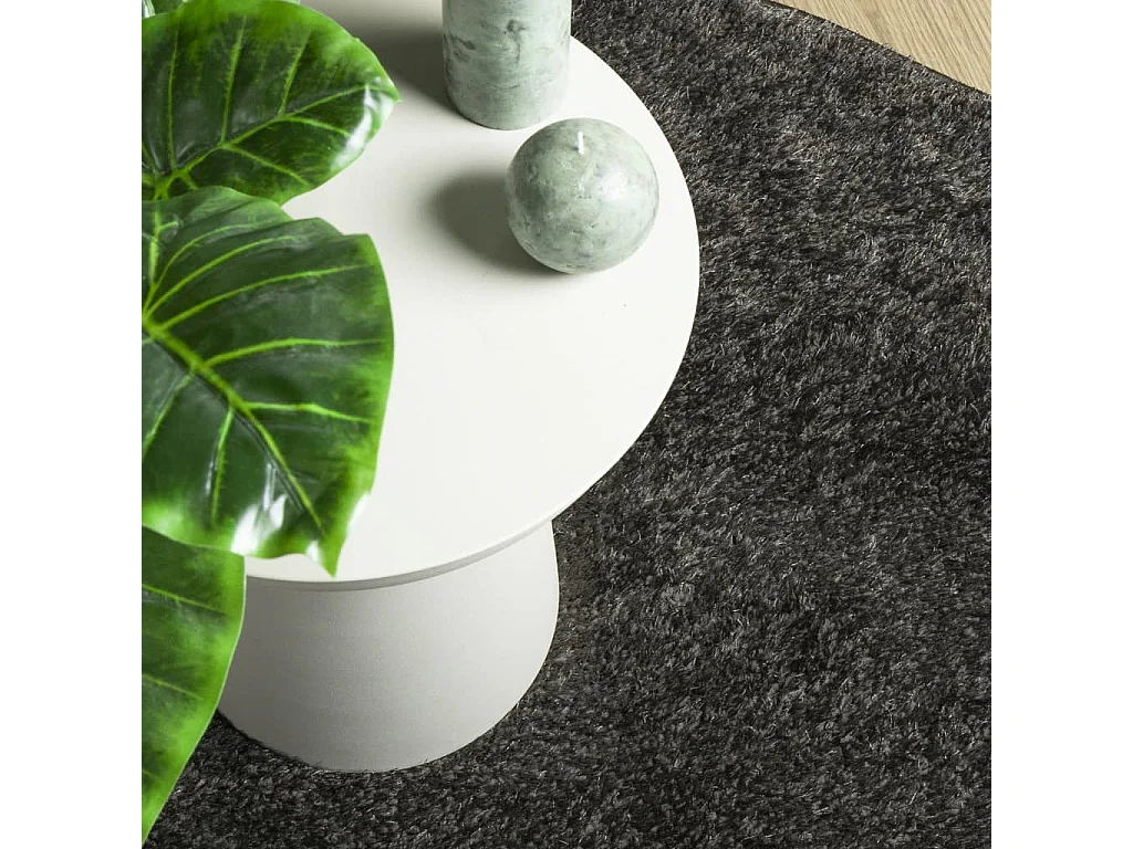 Tapis à poils longs aspect brillant anthracite ø 80 cm